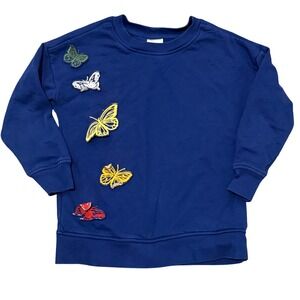 Hanna Andersson Kids Blue Butterfly Applique Crewneck Sweatshirt Size 5